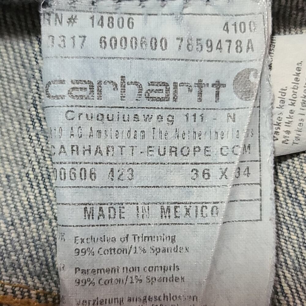 Mens Carhartt Carpenter Jeans With Knee Pad Pockets 36x34 Workwear Rugged - Picture 3 of 14